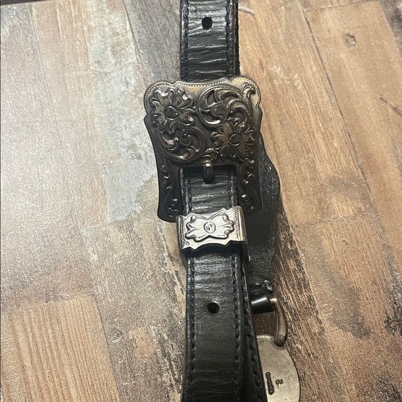 Western Style black leather belt main image 6